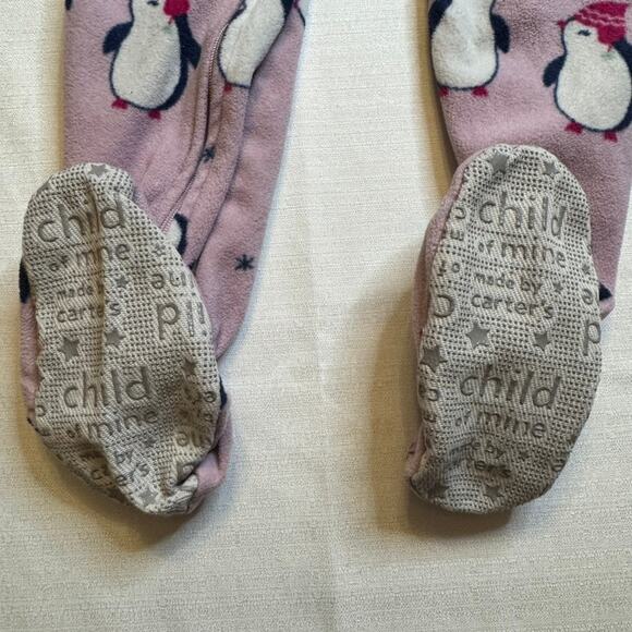 Child of Mine By Carter's Winter Penguin Pink Footie Pajamas Size 2T - Picture 3 of 5